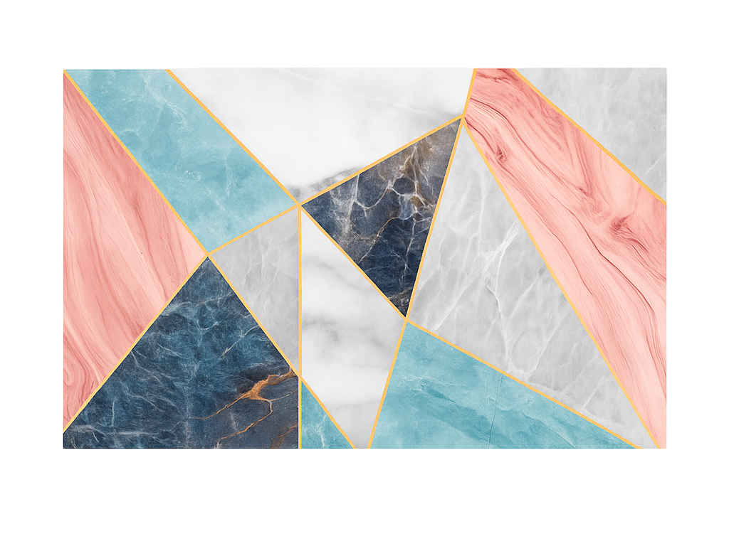 Värikäs geometrinen muotoilu marmori vinyylimatto - Tenstickers