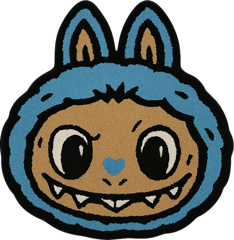 Sininen labubu-muotoilu vinyylimatto - Tenstickers