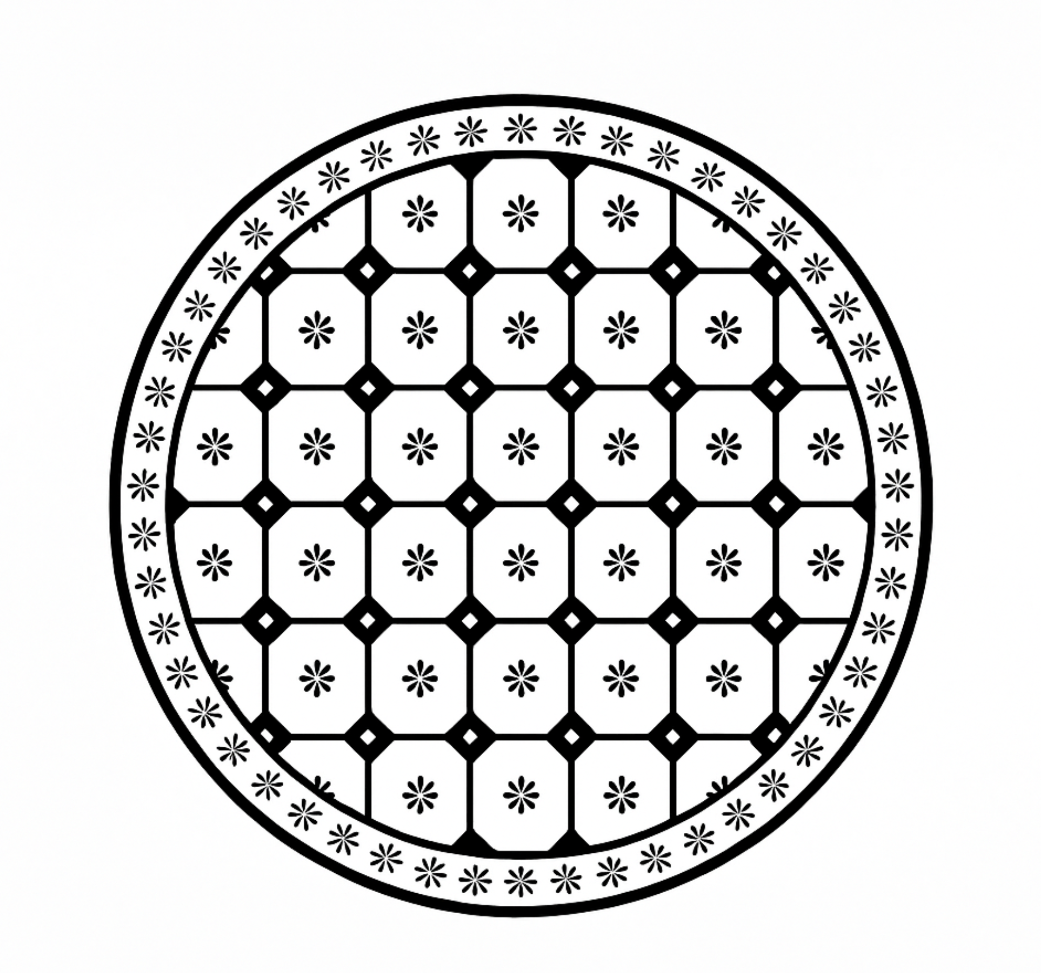 Mustavalkoinen laattakuvio ruokasalin vinyylimatto - Tenstickers