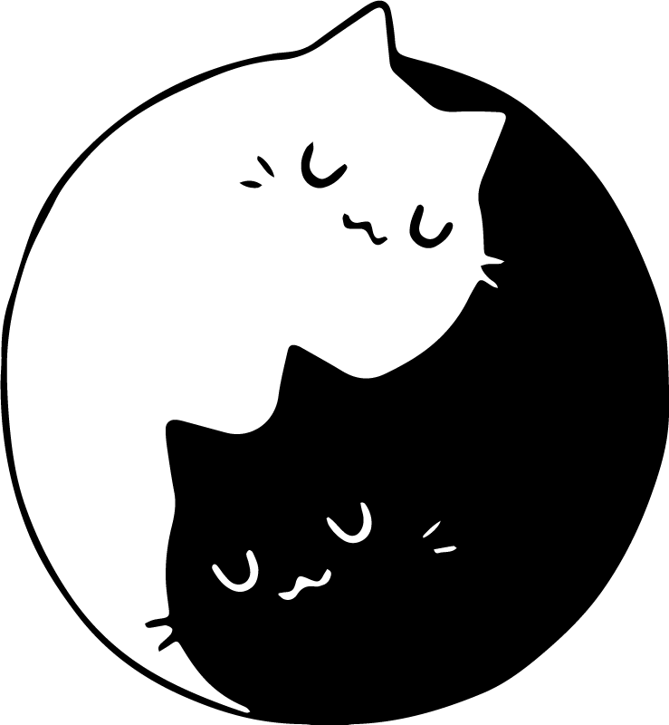 Yin yang kissat eläin vinyylimatto - Tenstickers