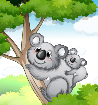Äiti ja vauva koala eläin vinyylimatto - Tenstickers