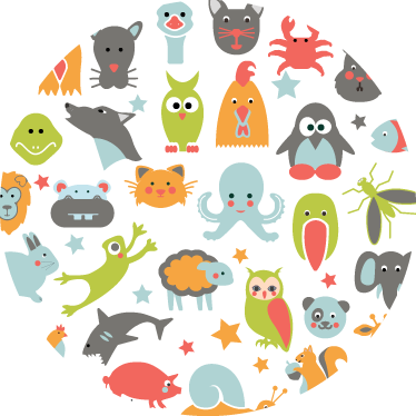 Eläimet ympyrässä vinyylimatto - Tenstickers