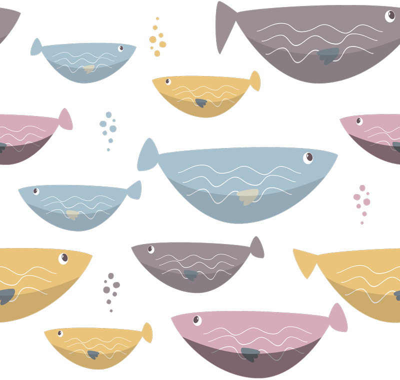 Värikkäät kalat lapsille eläin vinyylimatto - Tenstickers