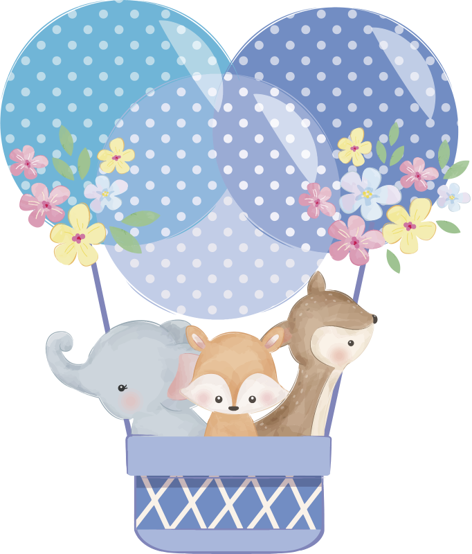 Vesivärieläimet kuumailmapallossa vinyylimatto - Tenstickers