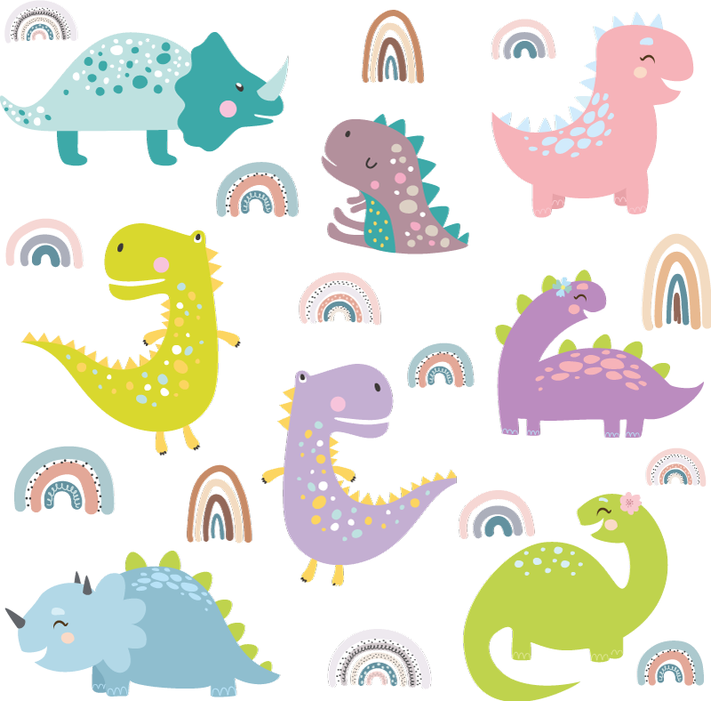 Pohjoismaiset dinosaurukset ja sateenkaaret matto - Tenstickers