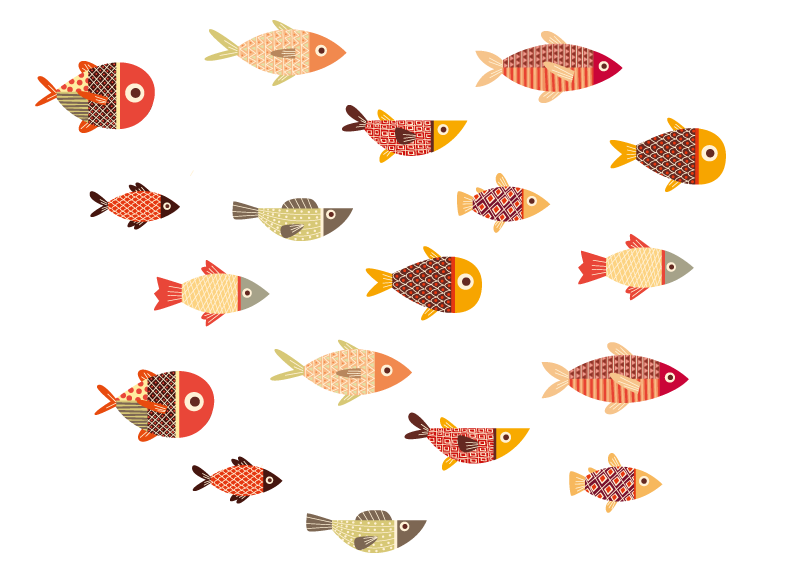 Pyöreät värikkäät kalat eläin vinyylimatto - Tenstickers