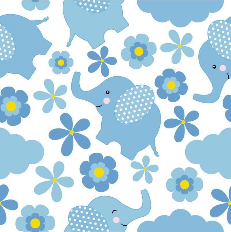 Siniset vauhdikkaat elefantit eläin vinyylimatto - Tenstickers