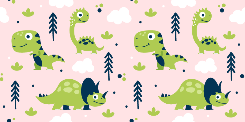 Pienet vihreät dinosaurukset eläinvinyylimatto - Tenstickers
