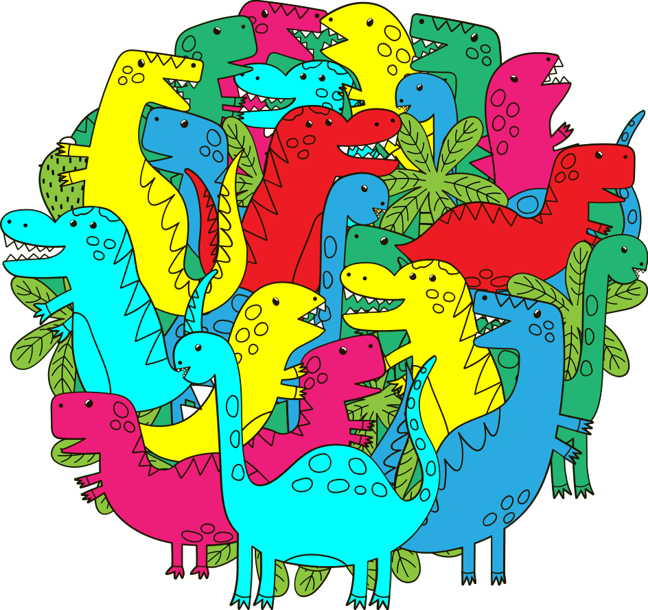 Pyöreä värikäs dinosaurustyyny lapsille eläin vinyylimatto - Tenstickers