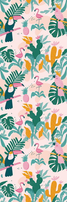 Vihreät linnut ja lehdet eläin vinyylimatto - Tenstickers