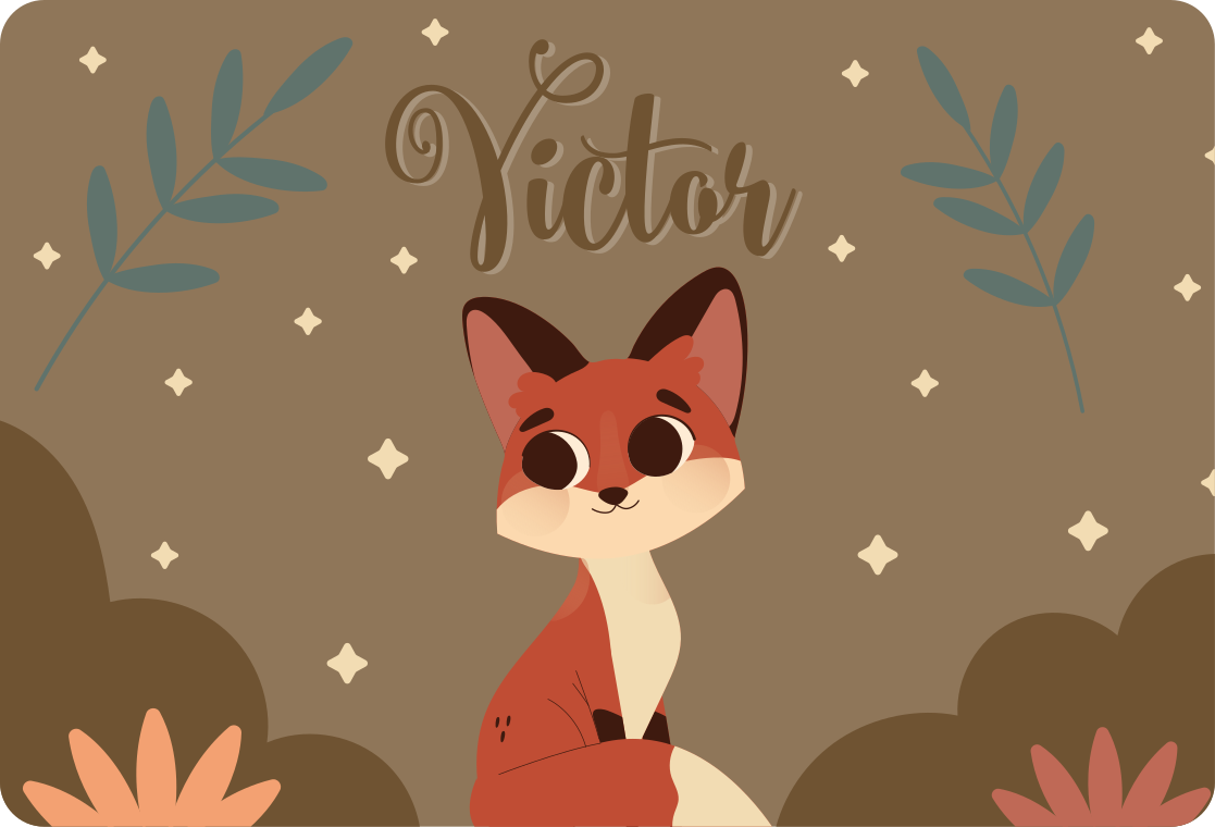 Söpö poikavulpia nimellä eläin vinyylimatto - Tenstickers