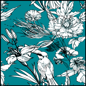 Valkoiset villilinnut tyylikäs kuvio vinyylimatto - Tenstickers