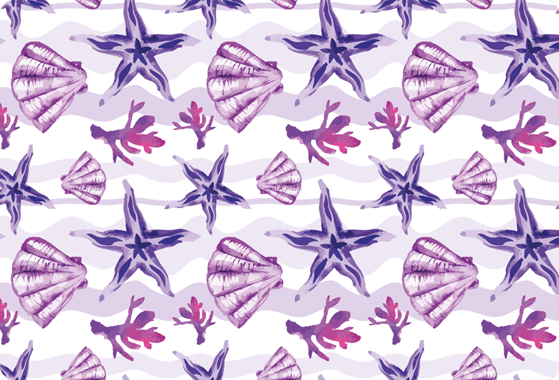 Purppura simpukka ja meritähti eläin vinyylimatto - Tenstickers