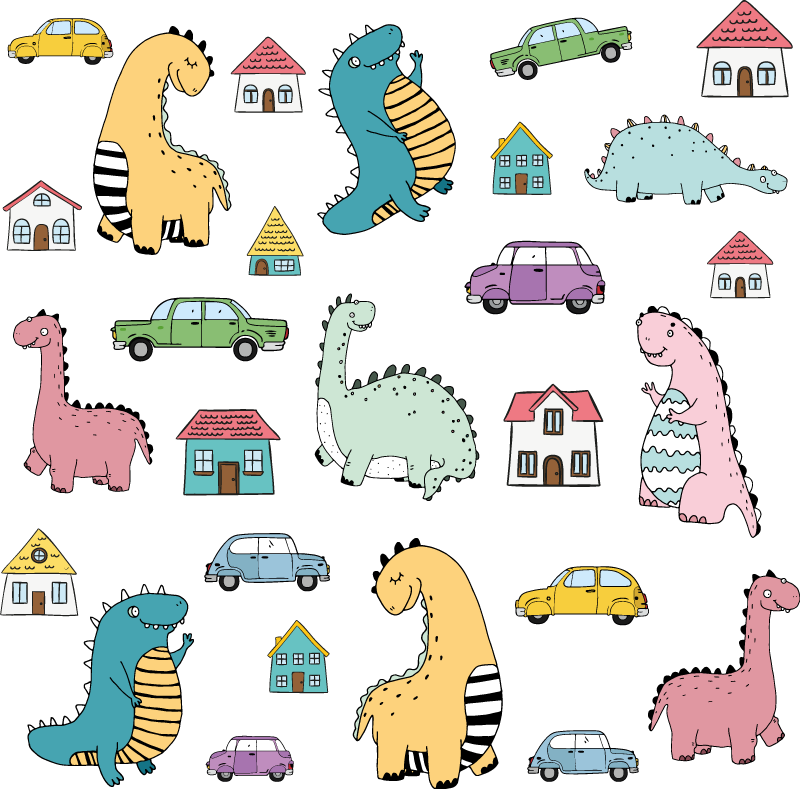 Pohjoiset dinosaurukset kaupungissa vinyylimatto - Tenstickers