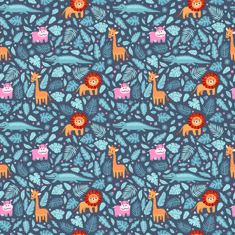 Useita viidakkon eläimiä vinyylimatto - Tenstickers