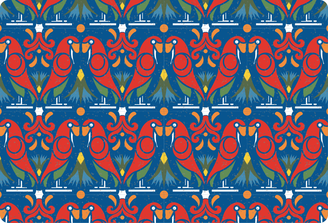 Kukallinen muotoilu sinisellä taustalla eläin vinyylimatto - Tenstickers