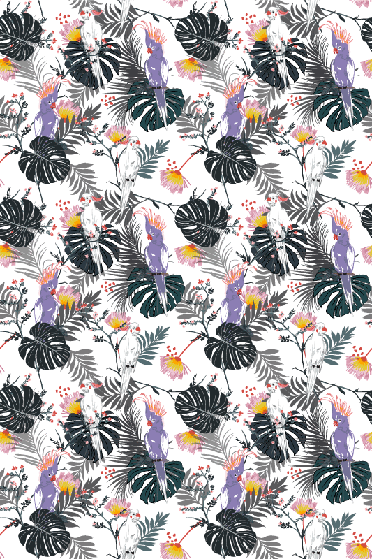 Punaiset ja violetit papukaijat eläin vinyylimatto - Tenstickers