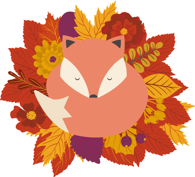 Kettu ja lehdet eläin vinyylimatto - Tenstickers