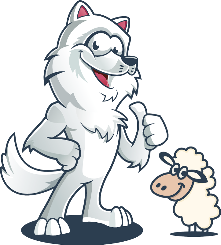 Iloinen susi hahmo eläin vinyylimatto - Tenstickers