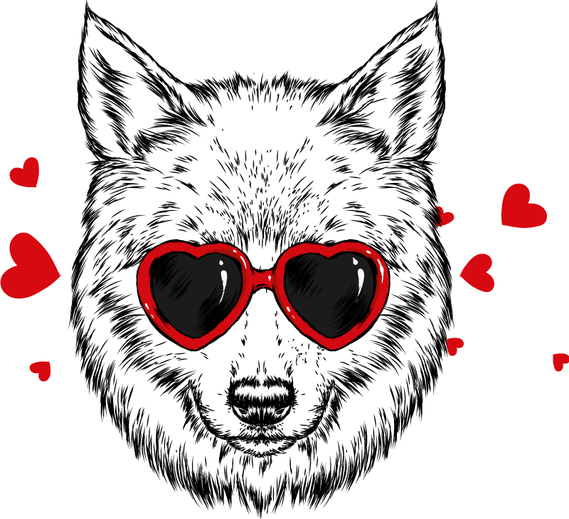 Leikkisä susi logo eläin vinyylimatto - Tenstickers