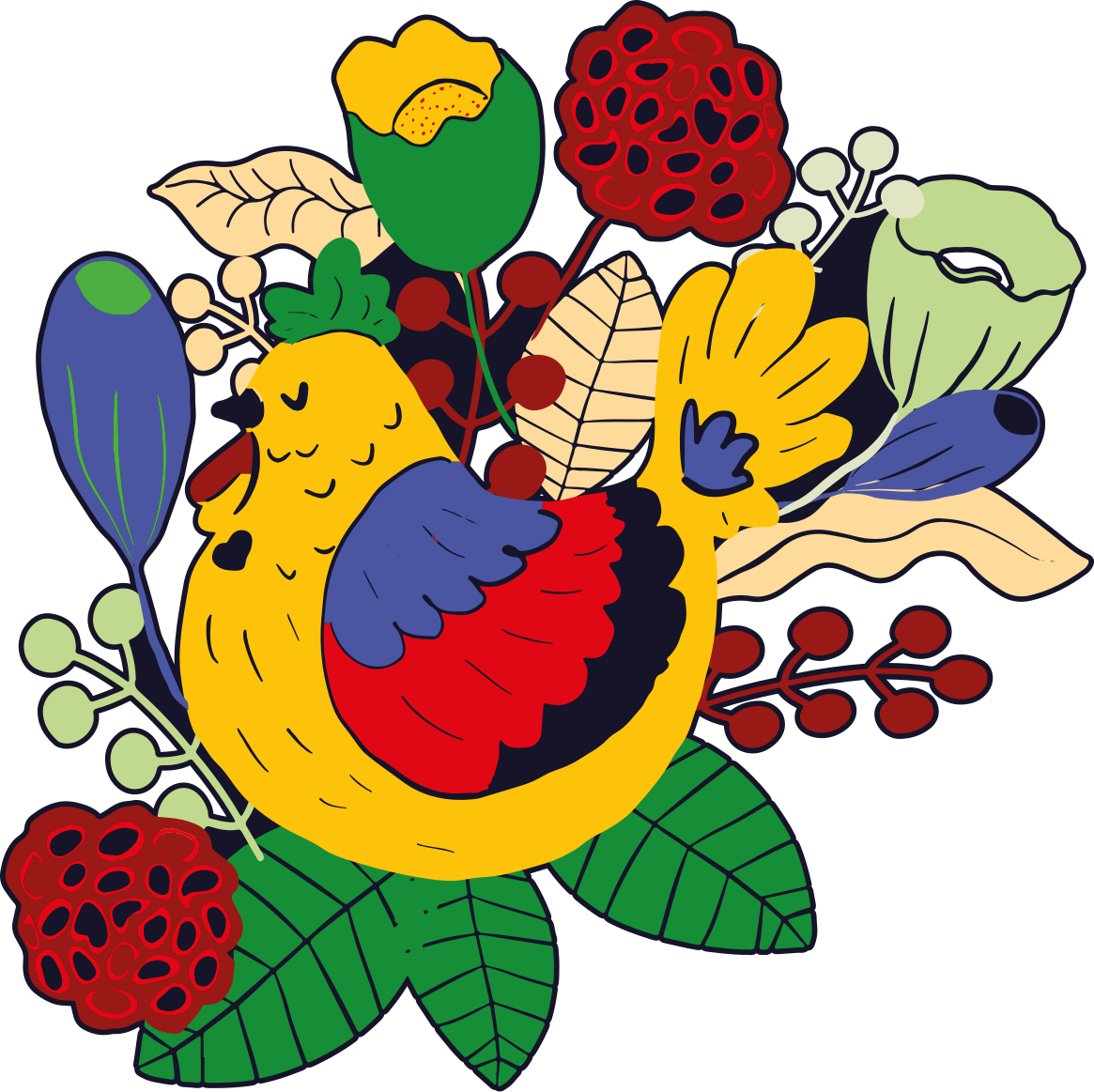 Värikäs lintu kukkaeläinvinyylimatto - Tenstickers