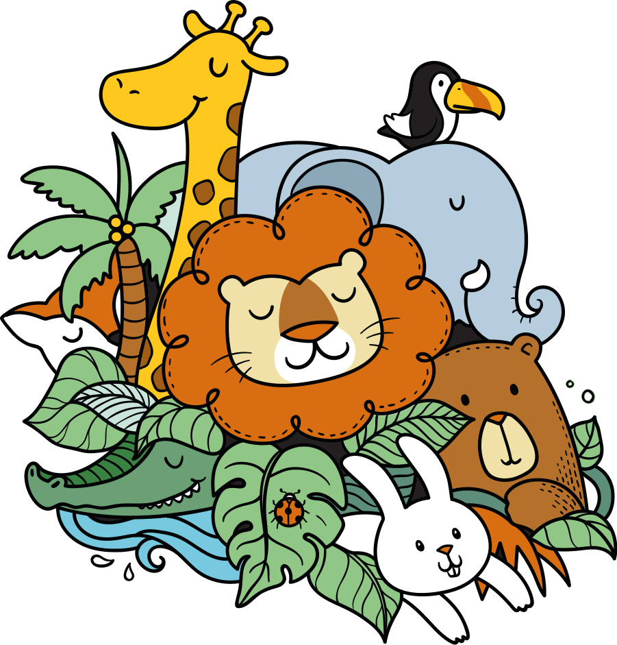 Leikkisä eläinskenaario vinyylimatto - Tenstickers