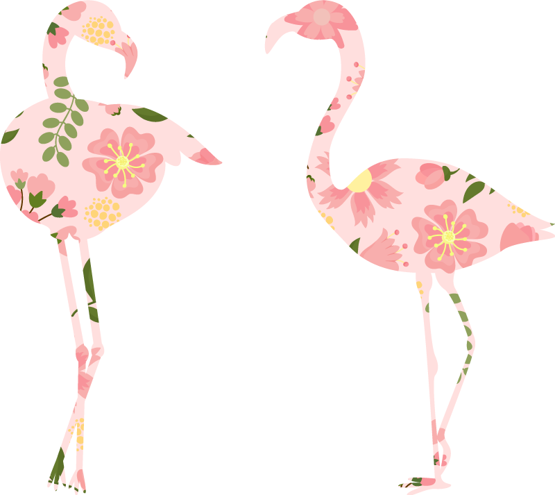 Flamingo kukkaiskuvio eläin vinyylimatto - Tenstickers