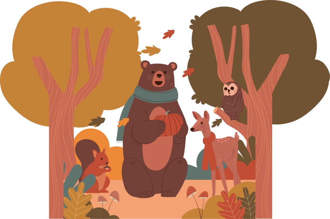 Syksyn metsän eläimet vinyylimatto - Tenstickers