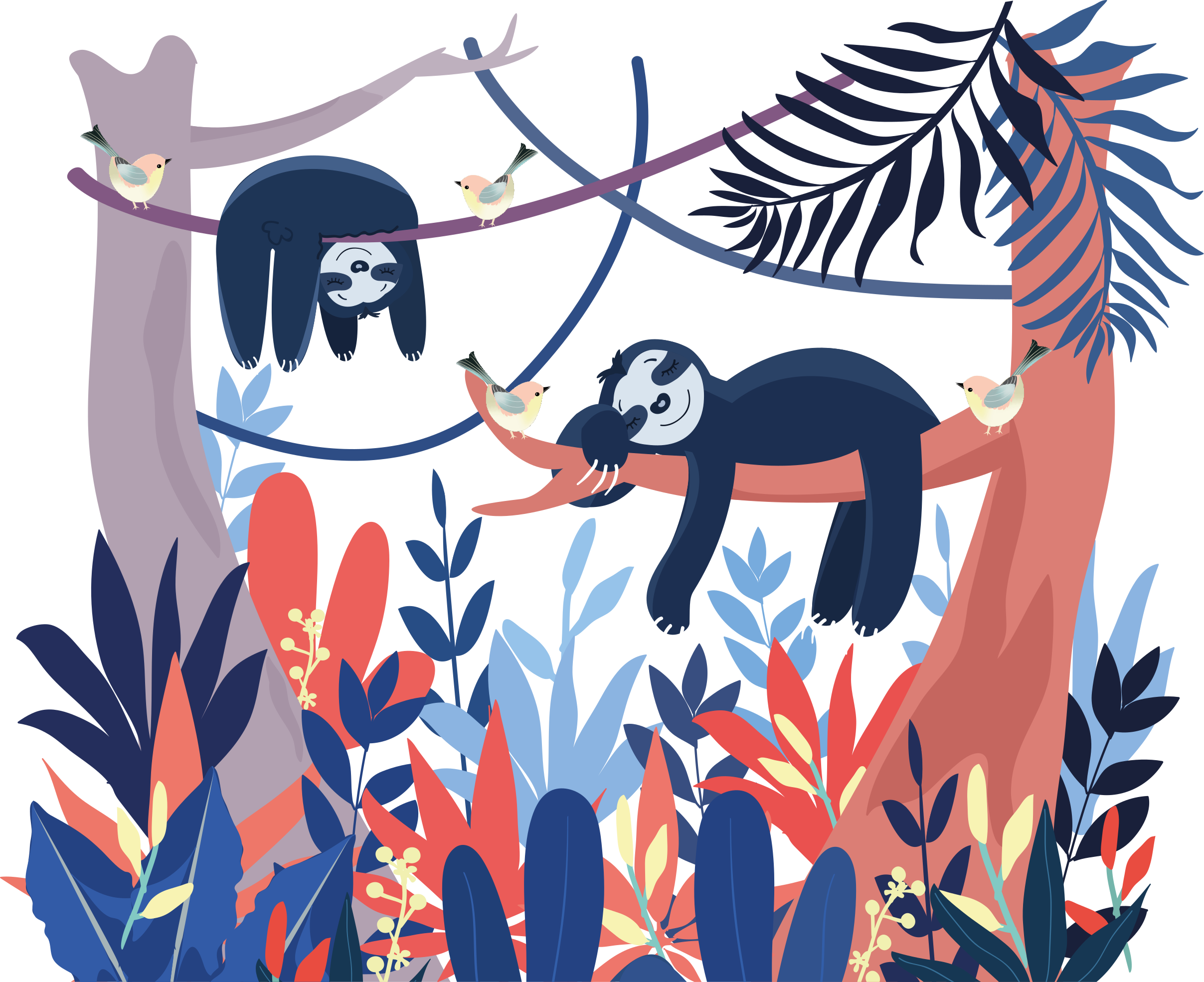 Leikkisät laiskiaiset vinyylimatto - Tenstickers