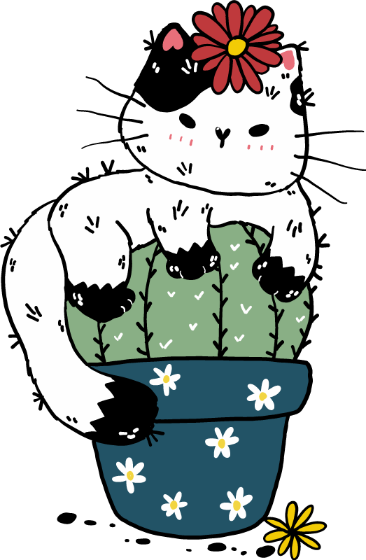 Leikkisä kissa kaktus eläin vinyylimatto - Tenstickers