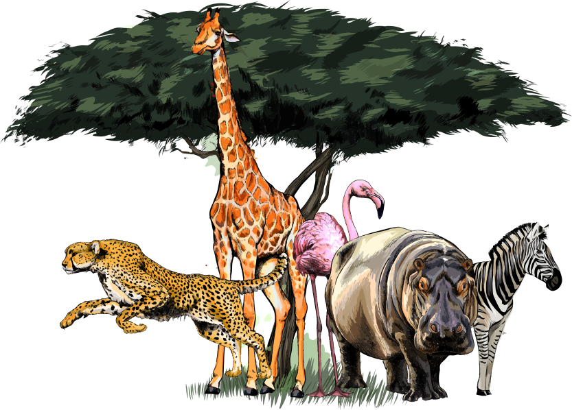 Giraffiperheen safarivinyylimatto - Tenstickers