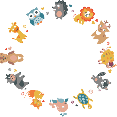 Vauvaeläimet ympyrässä vinyylimatto - Tenstickers