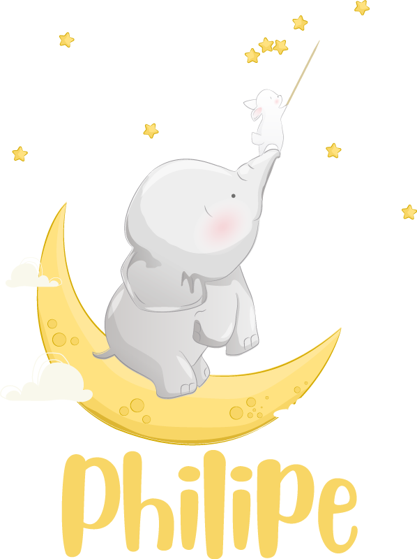 Elefantti ja pupu seikkailevat matolla - Tenstickers