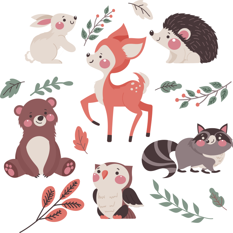 Syksyiset metsäneläimet vinyylimatto - Tenstickers