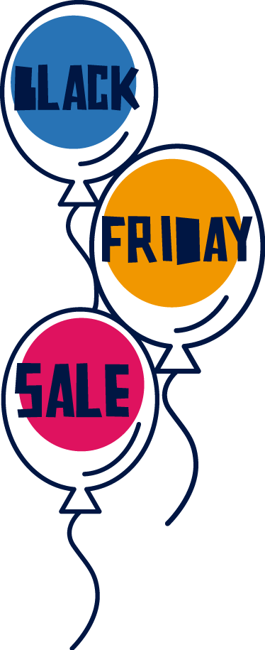 Värikkäät ilmapallot black friday vinyylimatto - Tenstickers