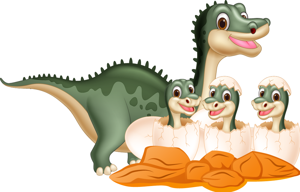 Söpö dinosaurperhe eläinvinyylimatto - Tenstickers