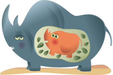 Raskaana oleva sarvikuononemo eläin vinyylimatto - Tenstickers