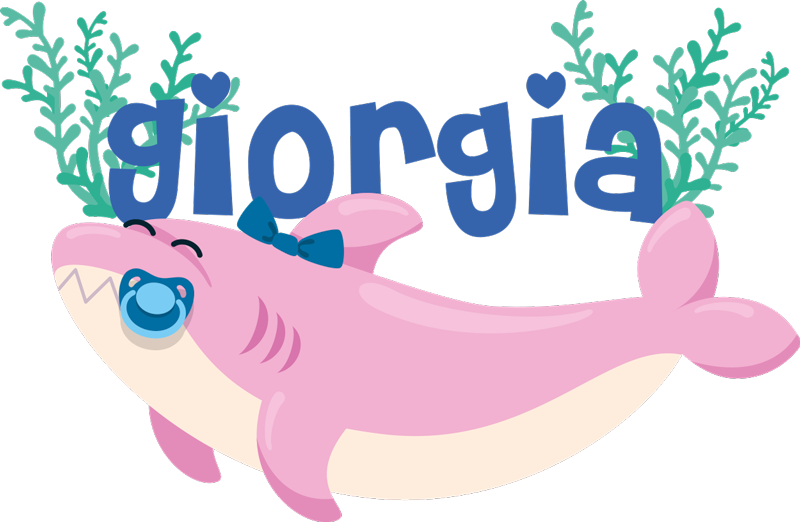 Tyttö vauva hainimi eläinvinyylimatto - Tenstickers