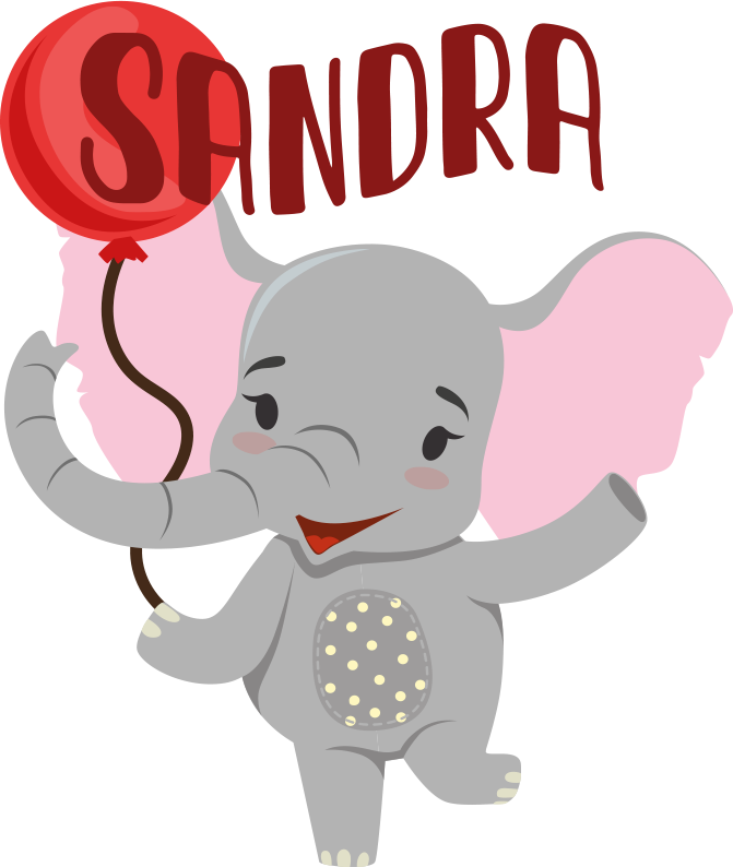 Elefantti ja ilmapallo eläin vinyylimatto - Tenstickers