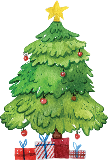 Joulupuu lahjoilla vinyylimatto - Tenstickers