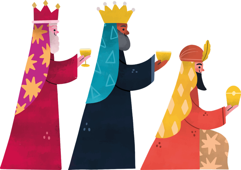 Jouluinen vinyylimatto akvarelliset kolme kuningasta - Tenstickers