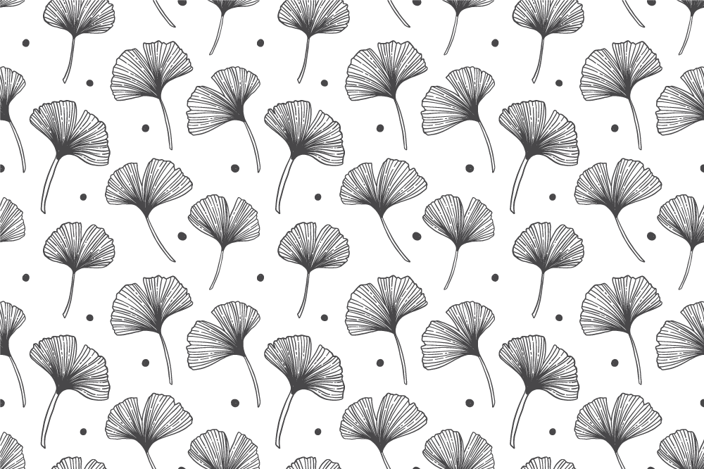 Ginkgolehdet valkoinen kuvio vinyylimatto - Tenstickers