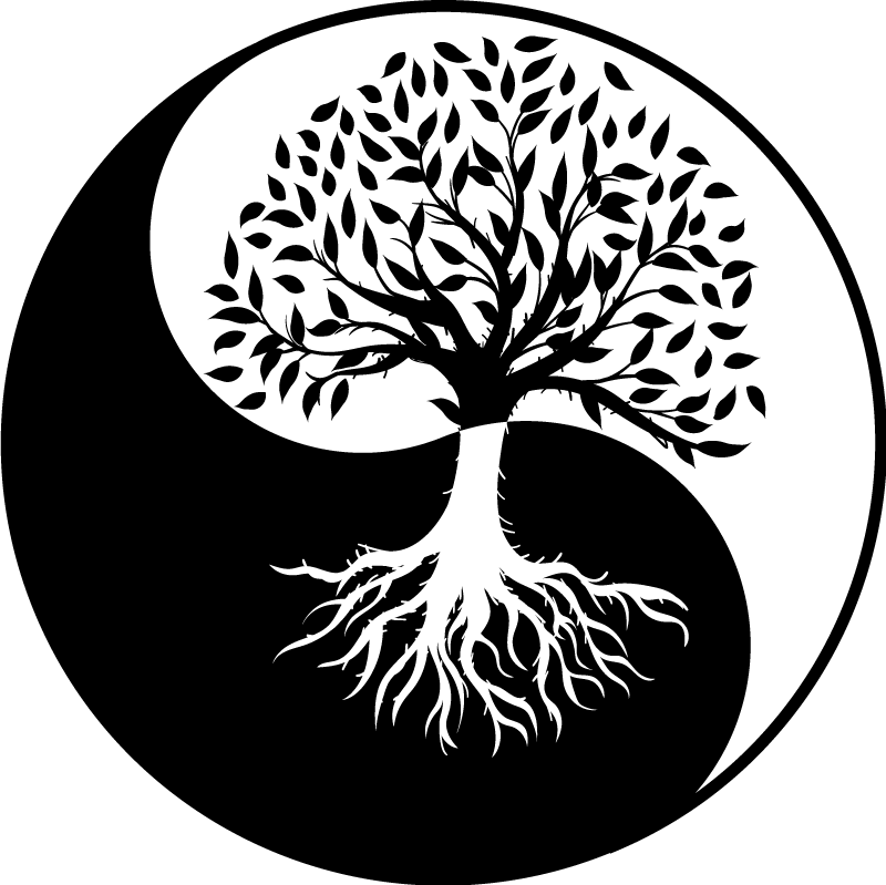 Elämänpuu yin ja yang kukka vinyylimatto - Tenstickers