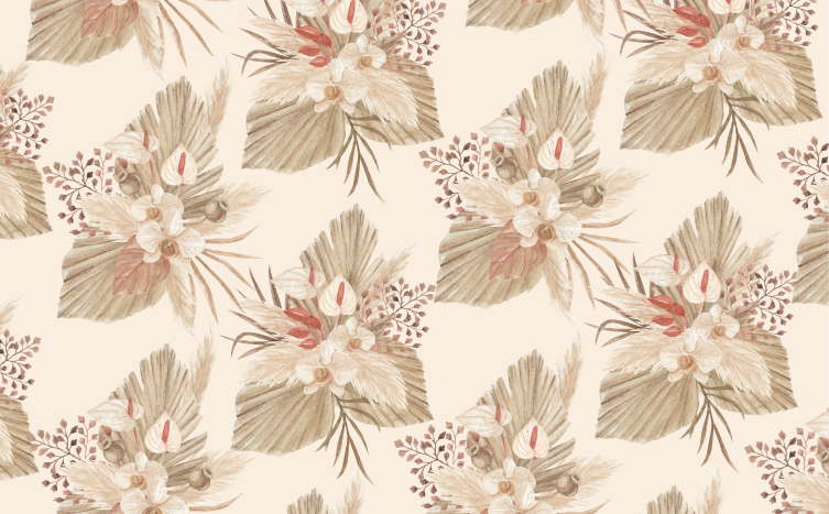 Beige kuivatut kukat vinyylimatto - Tenstickers