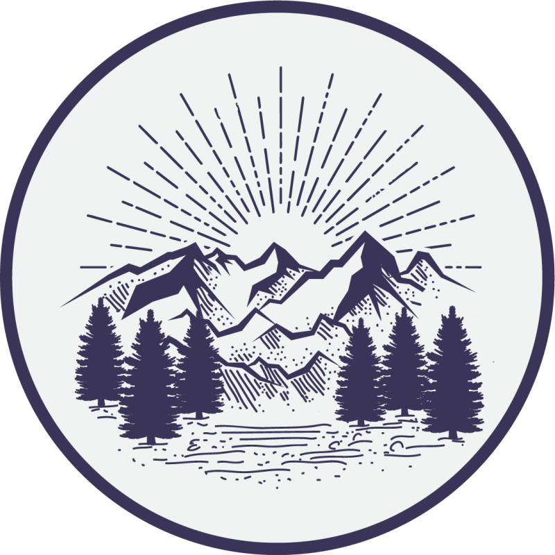 Vuoristomaisema ympyrä kukka vinyylimatto - Tenstickers