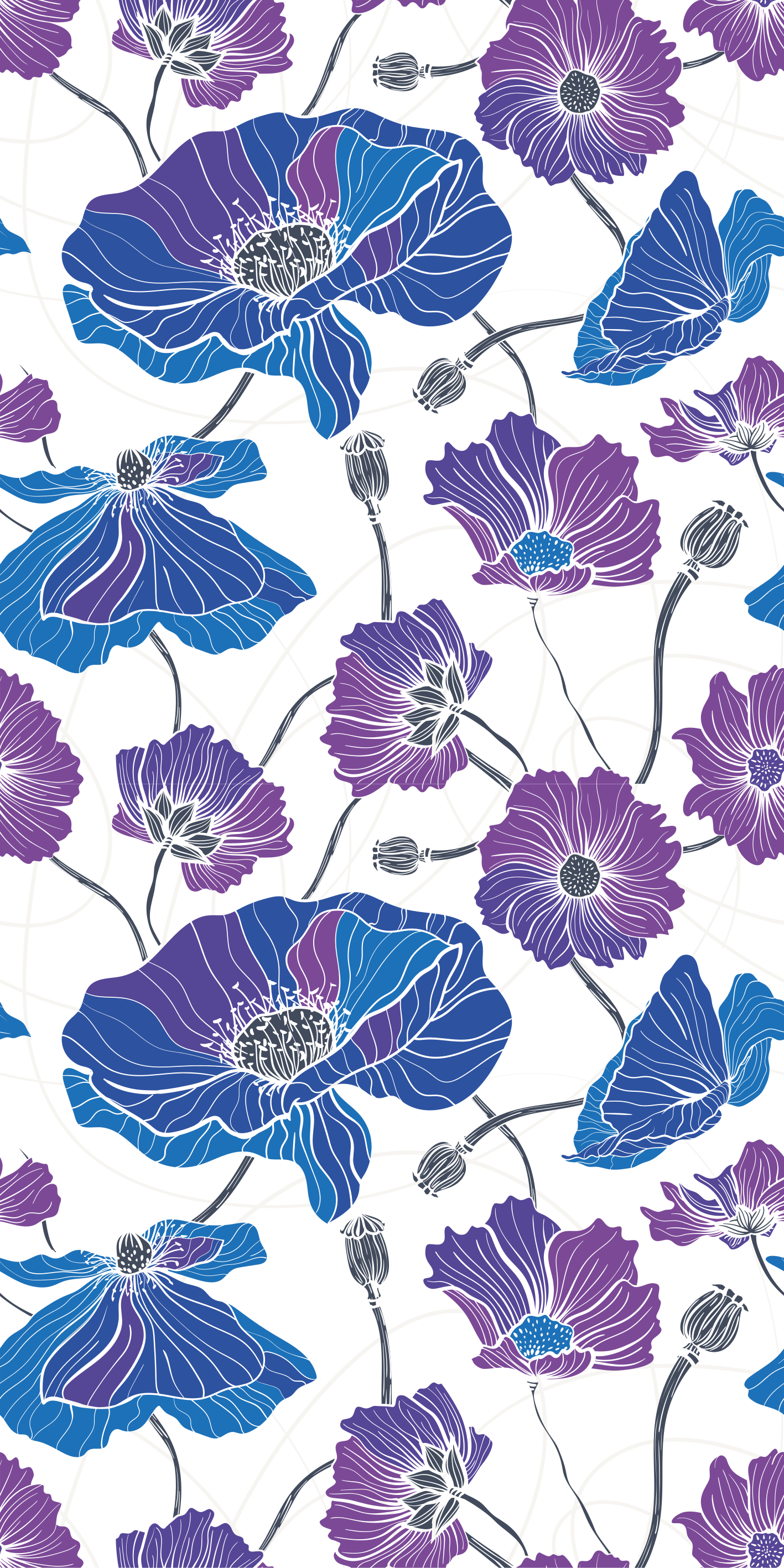 Sininen ja violetti puutarhakukka vinyylimatto - Tenstickers