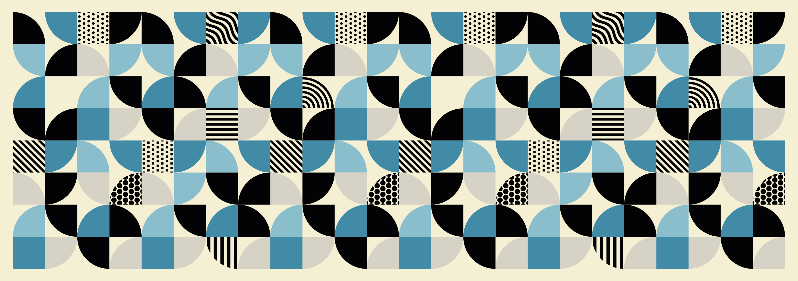Retro sininen bauhaus-kuvio ruokasalin vinyylimatto - Tenstickers