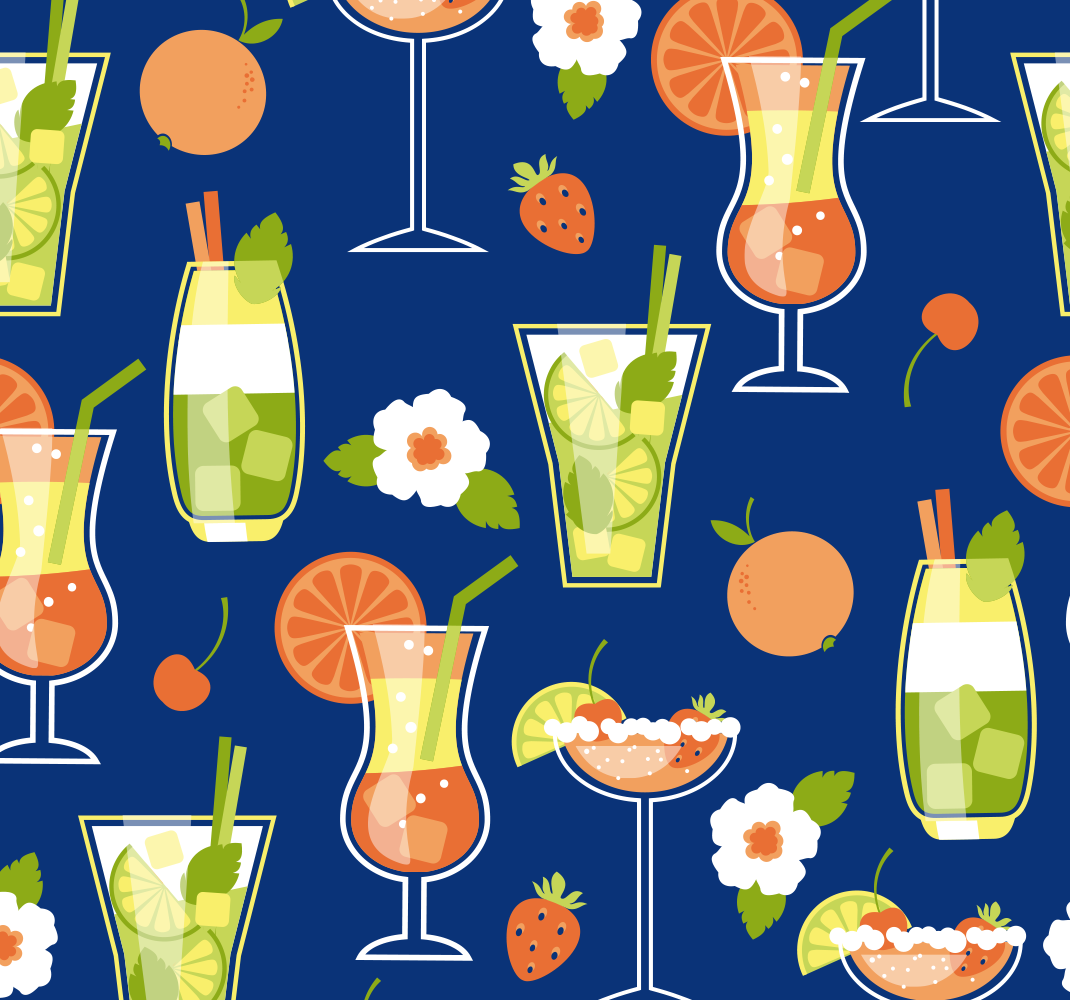 Vintagecocktailitkeittiönvinyylimatto - Tenstickers