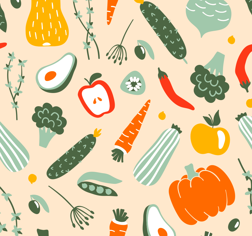 Beige ruokakuviot keittiön vinyylimatto - Tenstickers