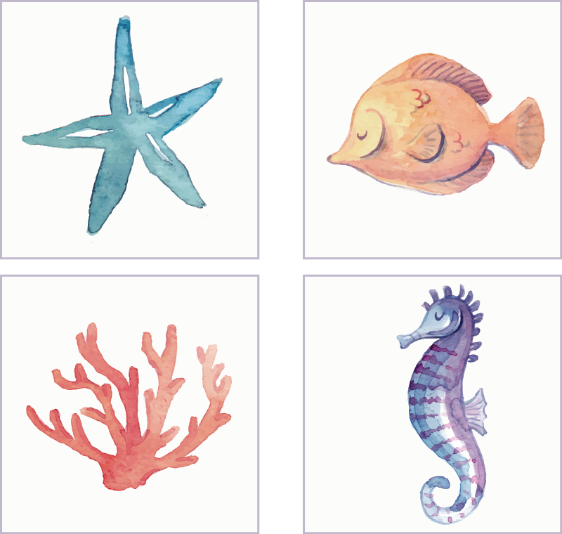 Merieläinkylpyhuoneenvinyylimatto - Tenstickers